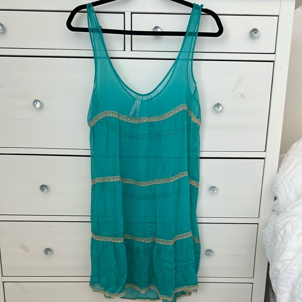 Sparkle & Fade Turquoise Dress with Lace Detail